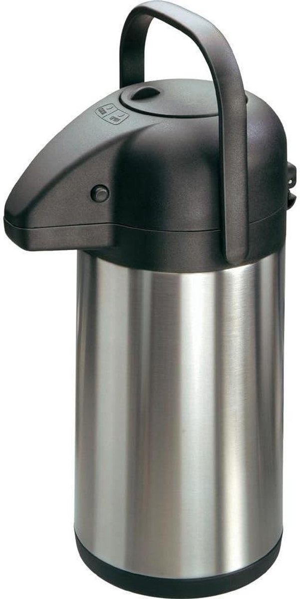 Thermoskan met pomp - Koffiekan theepot - Warme dranken bewaren - Dubbelwandig vacuüm geïsoleerd - 19 liter inhoud - Mat staal
