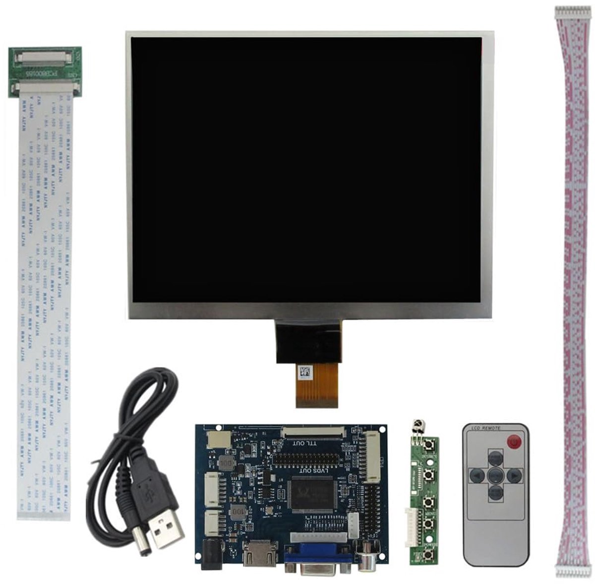 Draagbaar LCD Scherm - Universeel Beeldscherm - Extra Scherm - Meerdere Ingangen - 8 Inch 4:3