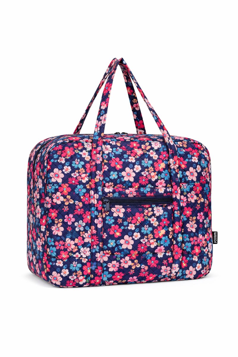 Weekendtas Dames met Bloemenprint - Gewatteerde Reistas & Vluchttas - Ruim & Lichtgewicht
