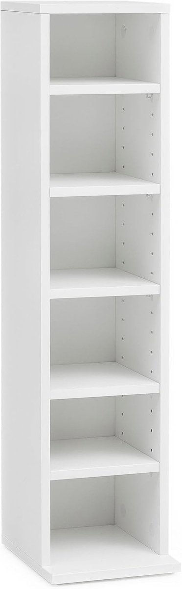 CD Rek - Opbergkast Boekenkast - Muziek Opslag - Smal Design - 21x90x20 cm - Wit