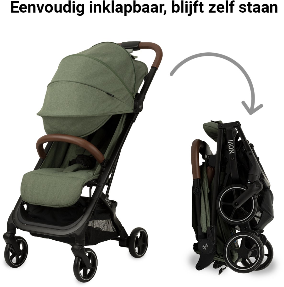 Novi Baby Sky Buggy - Groen Melange - inklapbaar - inclusief regenhoes — cadeau in Cadeau-ideeën - foto 6