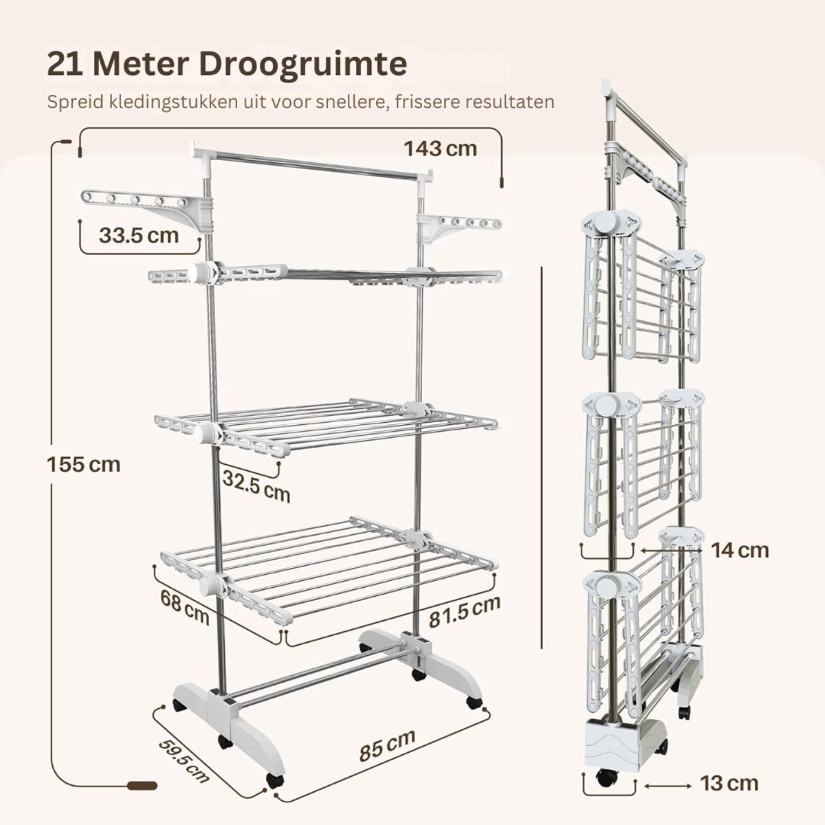 CLVP® Droogtoren Wasrek – Ruimtebesparend Droogrek – Opvouwbaar Wasrek – Ultimate