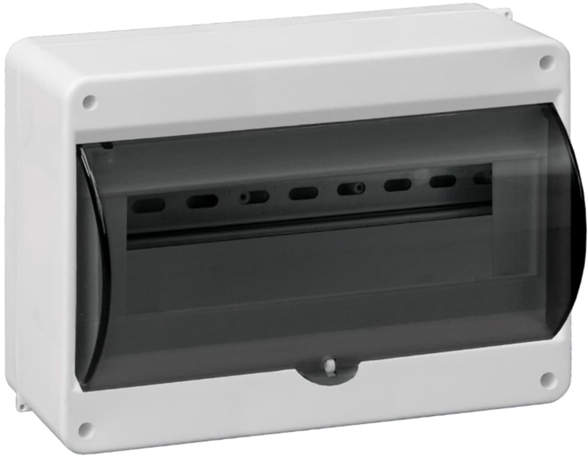 Modulaire Opbouwbehuizing - Verdeelkast Kast - Elektrische Installatie - Met Rookglas Deur - 12 Modules - Wit