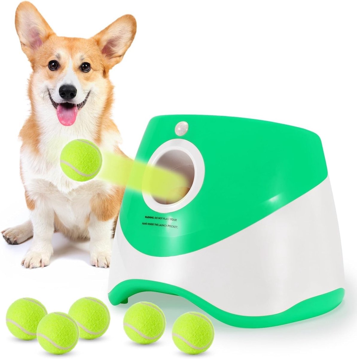 Automatische Balwerper - Hondenspeelgoed - Hond Trainen - 3 Afstandstanden - 6 Ballen - Eén Kleur