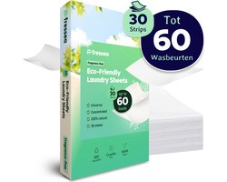 Fressea Wasstrips 60 Wasbeurten - Wasmiddel Strips - Plasticvrij & Vegan Wasmiddeldoekjes (Parfumvrij)