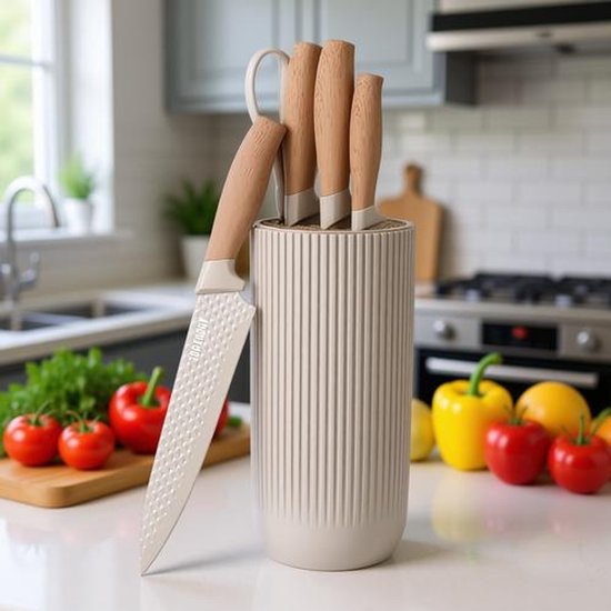 Innovagoods voodoo messenset met messenhouder (6 stuks) zwart - Keukenmessen kopen? | Korting tot 22