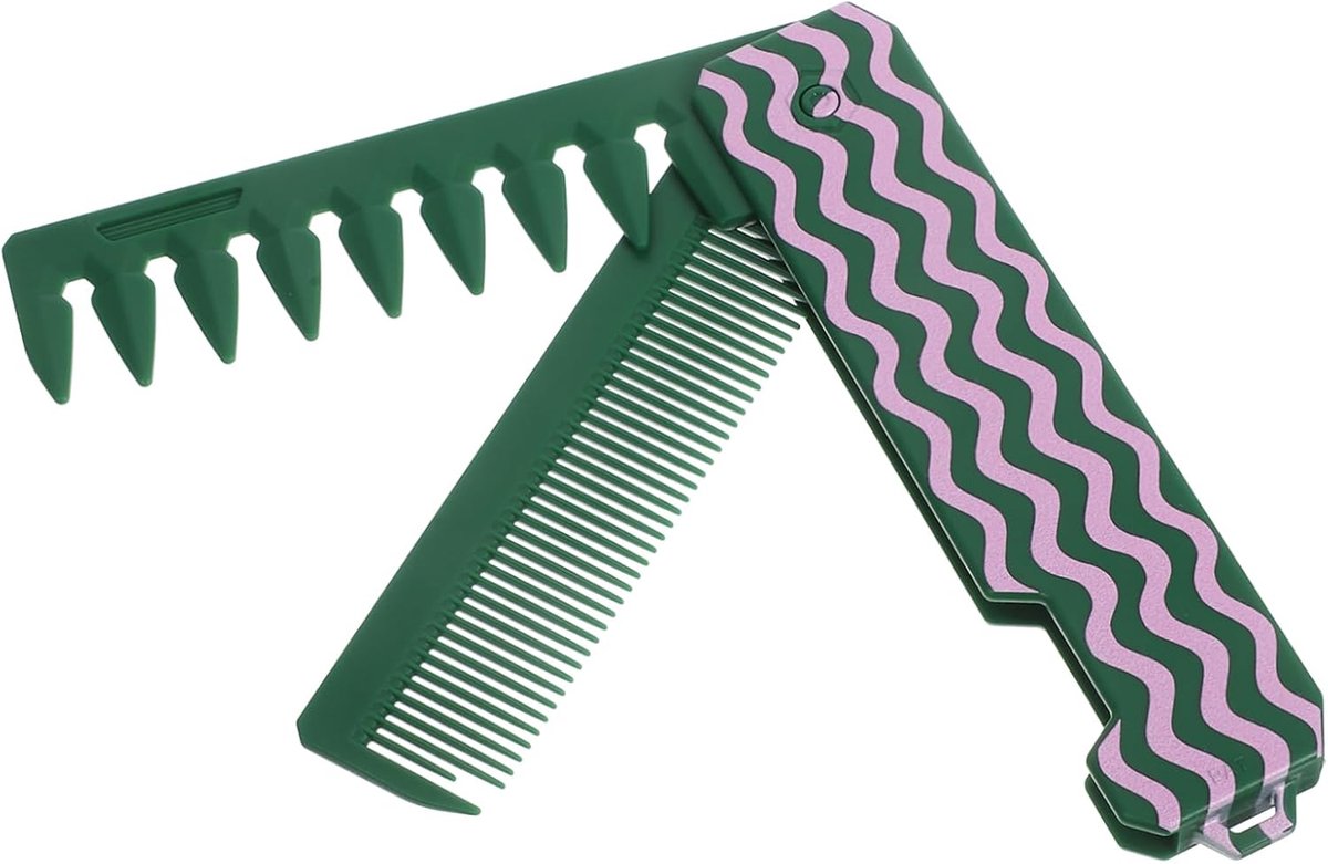 Draagbare Kam - Styling Kam - Haar Styling - Opvouwbaar Ontwerp - 22.3 cm Lengte - Donkergroen