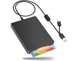 Externe Floppy Drive - 3.5 Inch Lezer - Oude Data Lezen - USB Type-C Connectie - 19x17x4 cm - Zwart