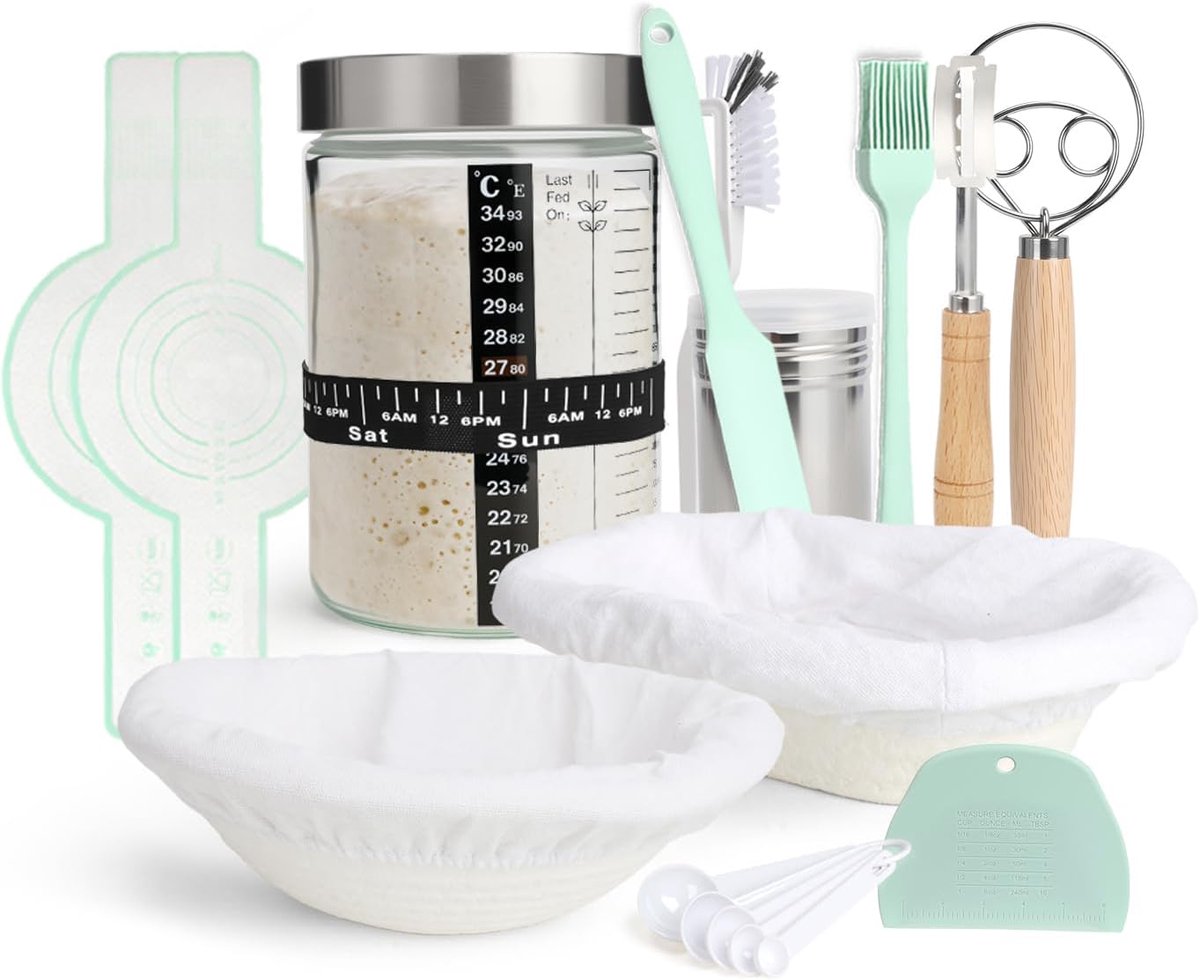 Zuurdesembrood Bakset - Broodbakaccessoires - Zelf Brood Maken - Milieuvriendelijk Rietmateriaal - 9 & 10 Inch
