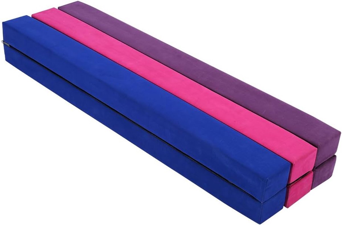 Opvouwbare Evenwichtsbalk - Gymnastiek Trainingsapparatuur - Balansoefeningen Thuis - Roestvrij Stalen Voeten - 2.2 Meter Uitgevouwen - Blauw