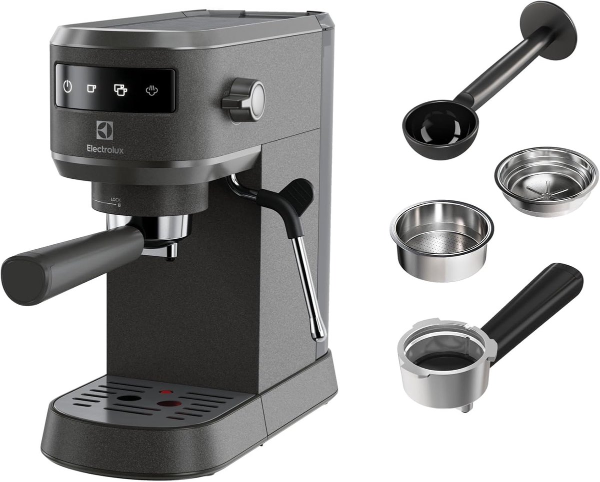 Espresso Cappuccinomachine - Koffiezetapparaat - Luxe Koffie Maken - Geïntegreerde Melkopschuimer - 25 x 10 x 10 cm - Zwart Inox