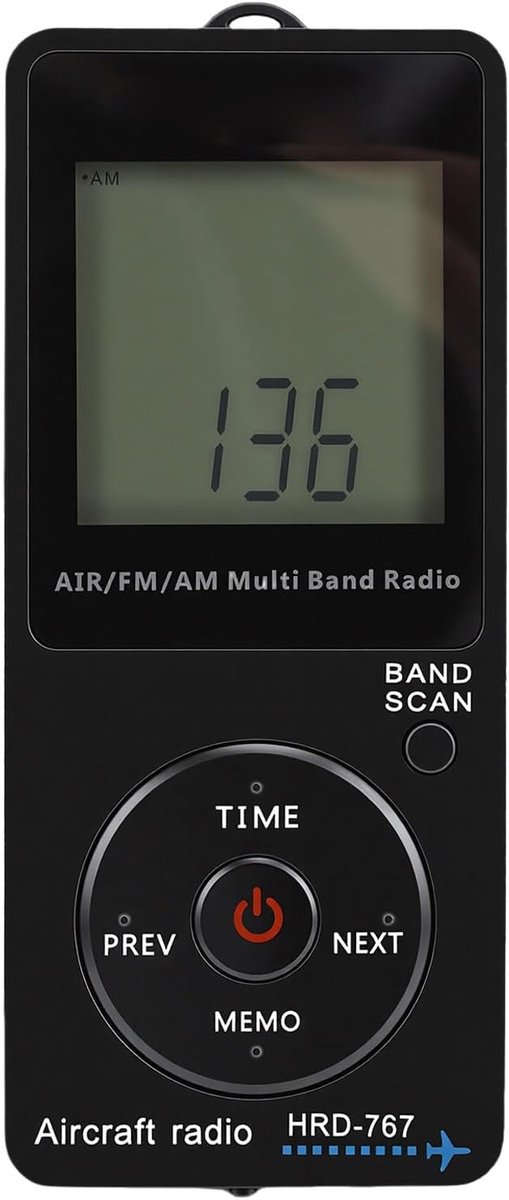 Draagbare Luchtvaartbandradio - AM FM AIR radio - Reizen Kamperen Wandelen - Oranje LCD Achtergrondverlichting