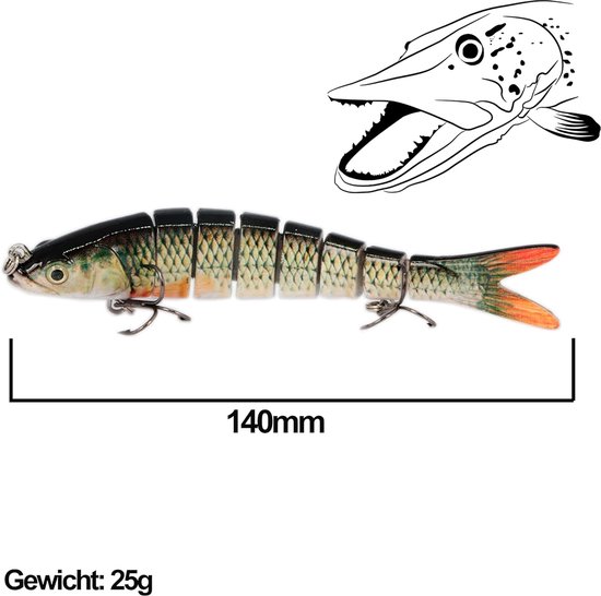 Wobbler Jerkbait - Kunstaas Vis - Roofvis Vangen - Flexibele 8-delige Constructie - 150mm 25 Gram - Rotog — afbeelding 4