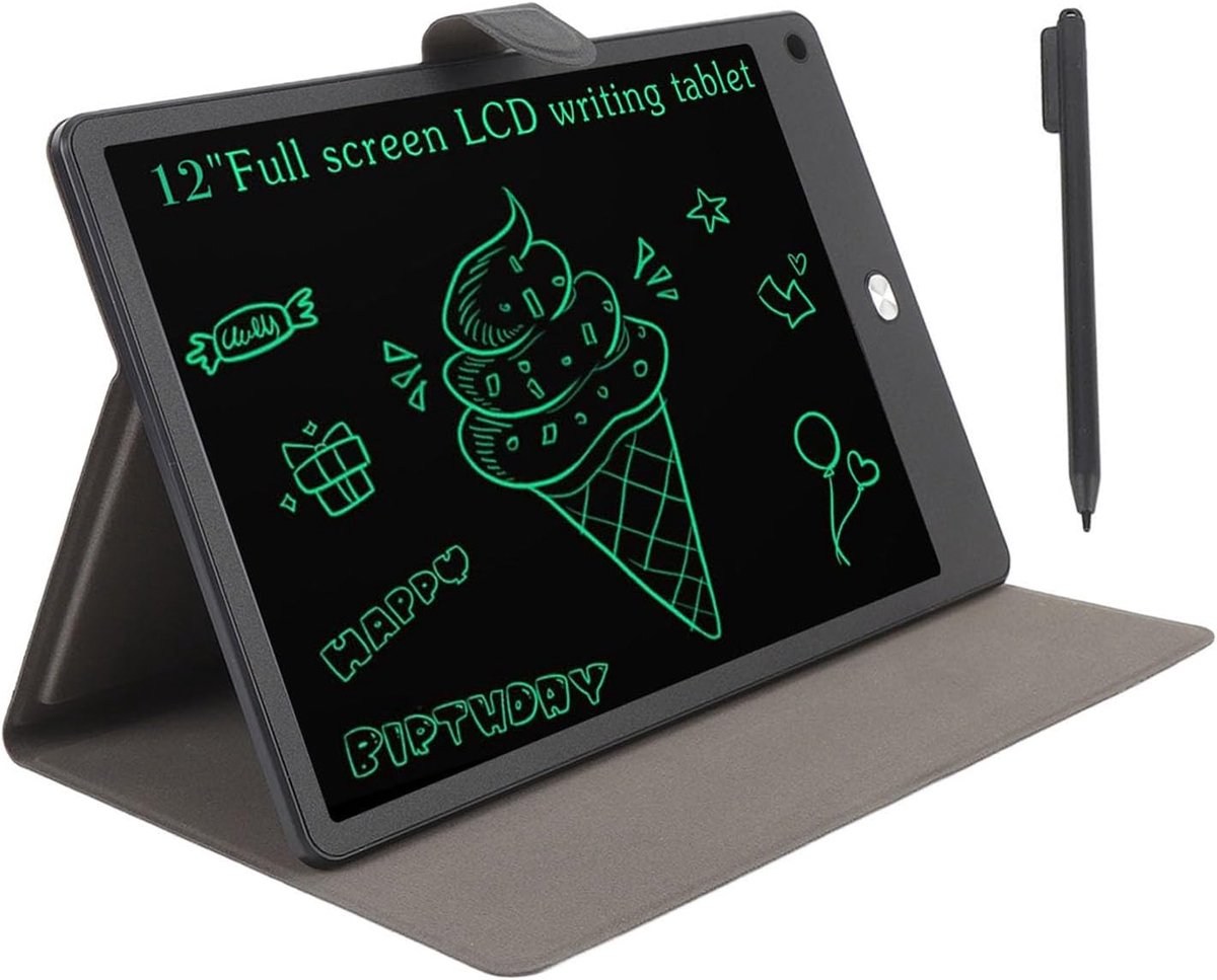 Schrijftablet - Digitale Tekentablet - Notities Maken - Opvouwbare Standaard - 12 Inch - Zwart