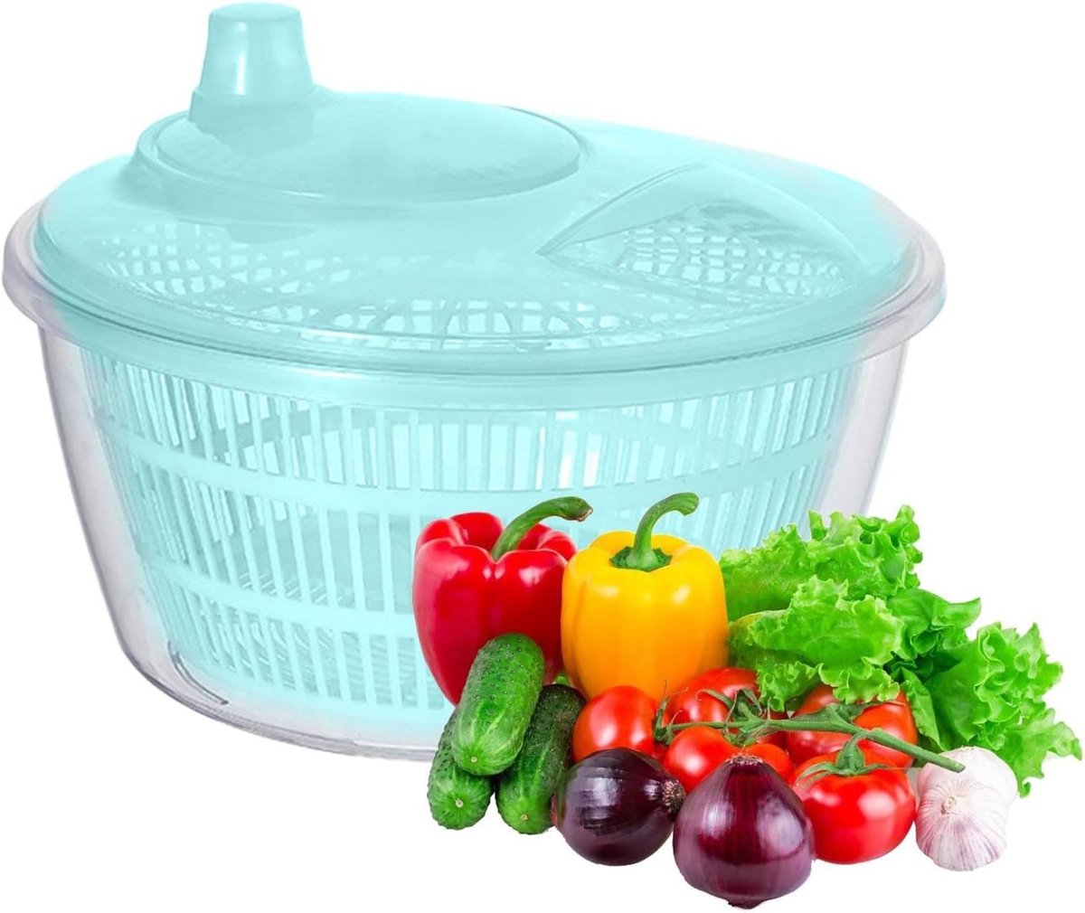 Salade Spinner - Groente Droger - Snel Drogen - Ingebouwd Afvoersysteem - 23 cm Hoog - Blauw
