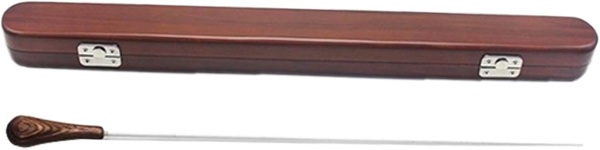 Dirigentsstok Set - Muziekstok Houder - Orkest Dirigeren - Houten Handvat Elegant - 37cm Stok 46cm Doos - Natuurlijk Hout