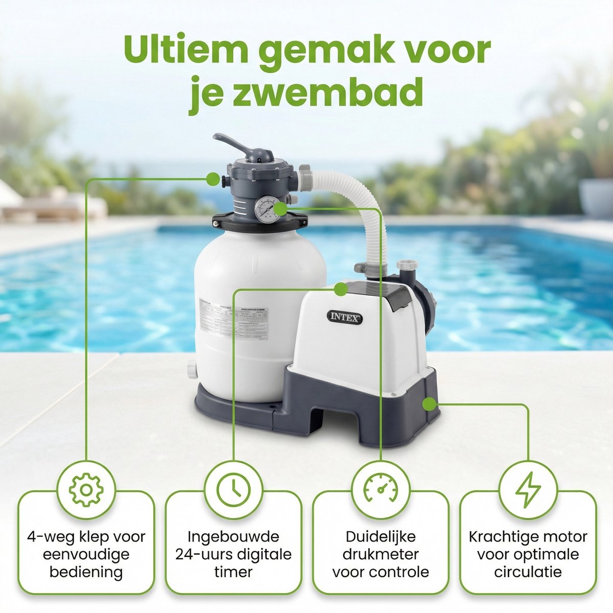 Intex 26642GS Zandfilterpomp - SX925 - 2000 liter per uur - Zwembadfilterpomp - Zandfilter - Filterpomp - Zwembadwater - Zwembad – foto 2