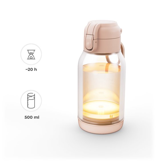 Kinderkraft GAJA - Draagbare Melkverwarmer & Thermos 350 ml - Melk Verwarmen in 2 min - Warmte tot 20 uur - 5 Temperatuurstanden - USB-C - Voor Onderweg - Beige van Merkloos — afbeelding 4