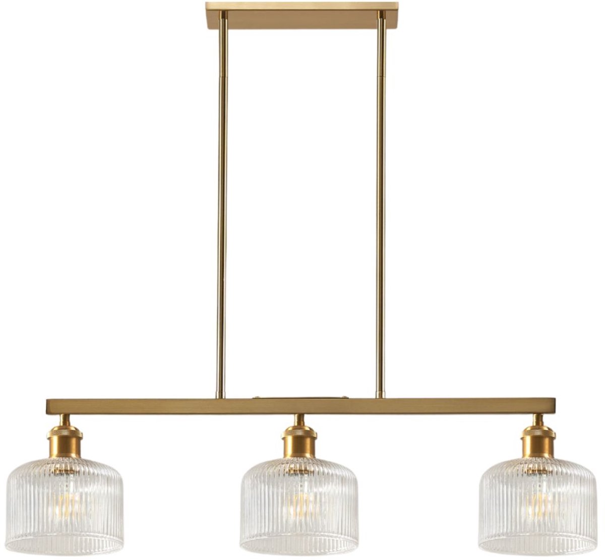 Kosilum - Auréline - Hanglamp - Transparant en messing - Metaal en glas