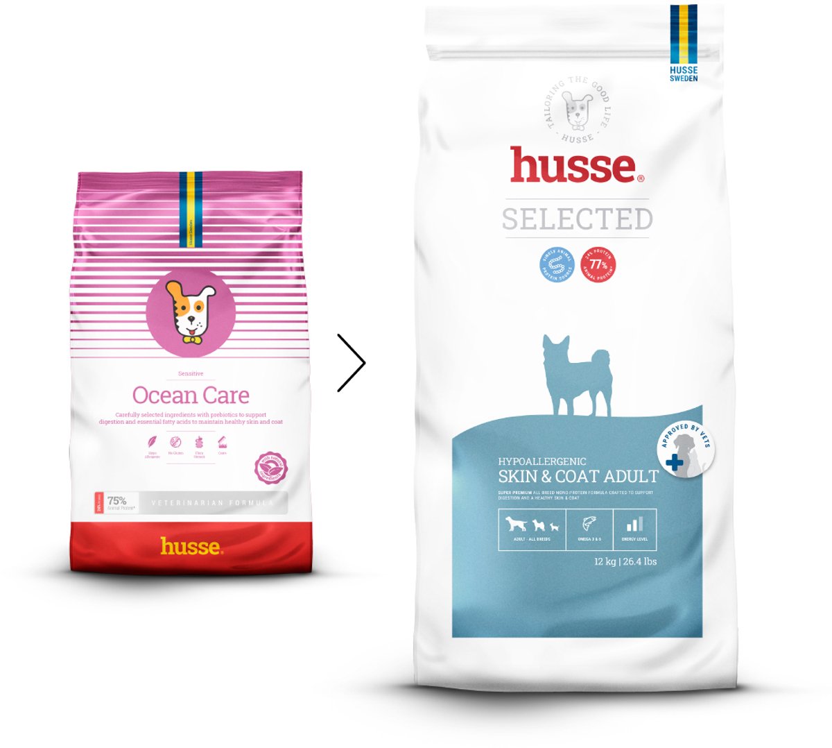 Husse Zalm en Rijst - Hypoallergeen Hondenvoer, Hondenvoeding Droog, Hondenbrokken Hypoallergenic - 12 kg