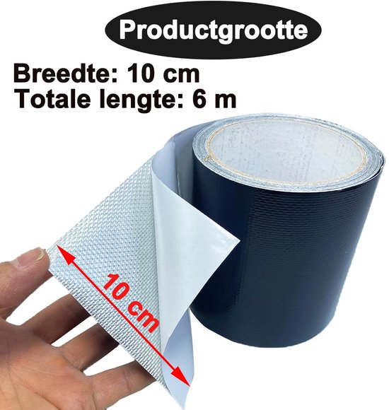 Reparatietape Luifel - Waterdicht Zeildoek - Outdoor Reparatie - Versterkt met Glasvezel - 6 Meter Lengte - Zwart — afbeelding 4