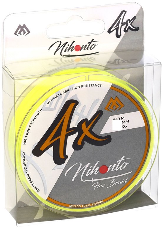 Gevlochten Vislijn 0,23 mm – 20,2 kg – 150 m – 4X – Fluo Geel – Snoek & Roofvis – Mikado — afbeelding 3
