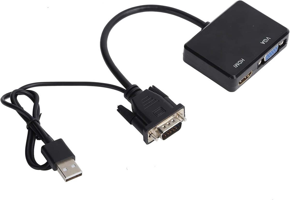 VGA Naar Adapter - VGA Converter - Beeld En Geluid - Plug En Play - Zwart