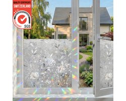 Homewell Raamfolie HR++ 45x300cm - Zonwerend & Isolerend - Statisch - Glas in Lood - Regenboog Bloemen
