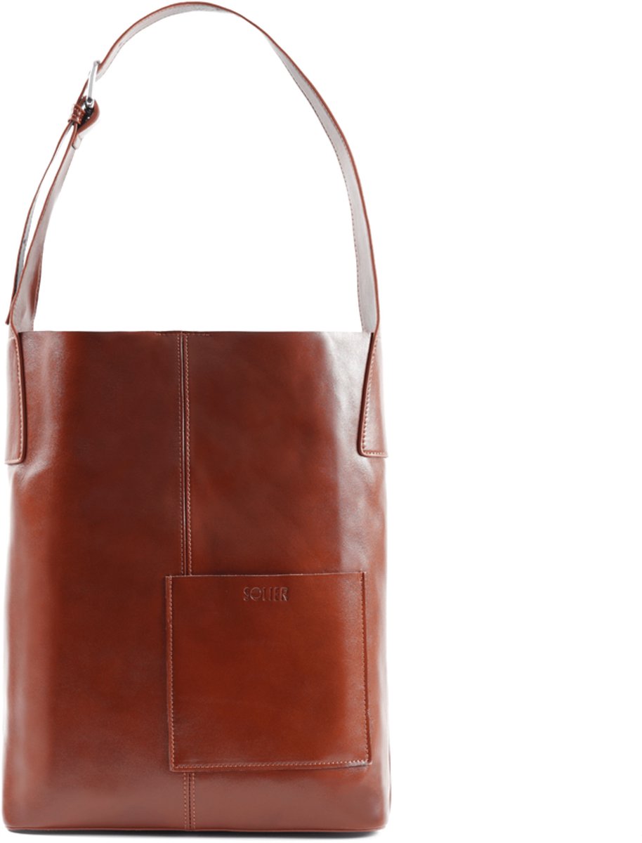 Solier FL29 Elvoria - Shopper Tas Dames - Echt Leer - Uitneembare Organizer - A4 Formaat - Bruin