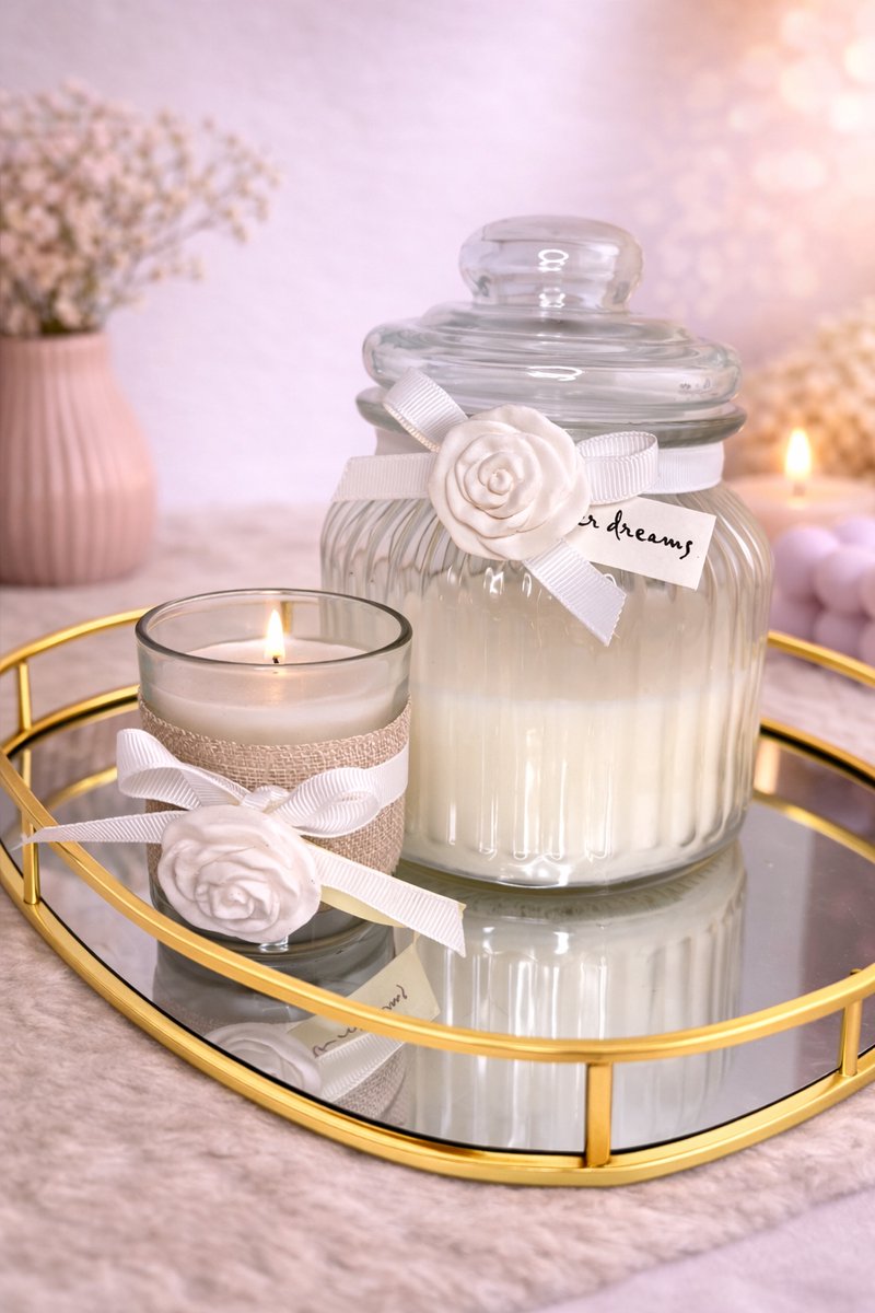 Mini Kaars in Votief Glas met Rozenstrik!  | Viva Femme | Kaarsen | Decoratie | Cadeau | Wonen