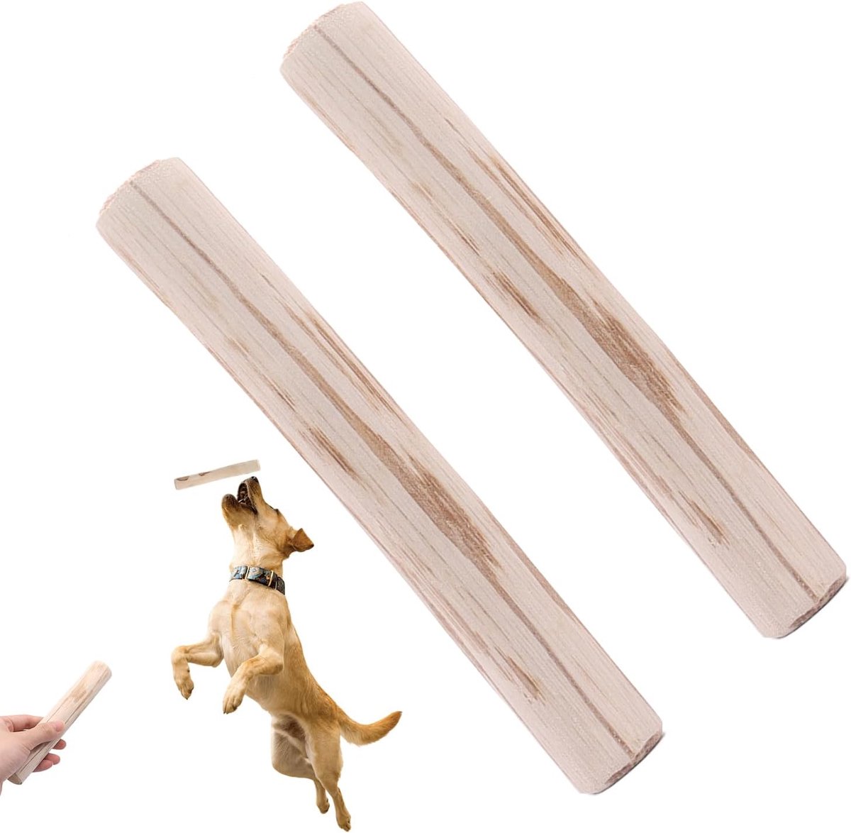 Honden Knaaghout - Dubbel Kauwspeelgoed - Tanden Reinigen - Natuurlijk Koffiehout - 14-18 cm - Houtkleur
