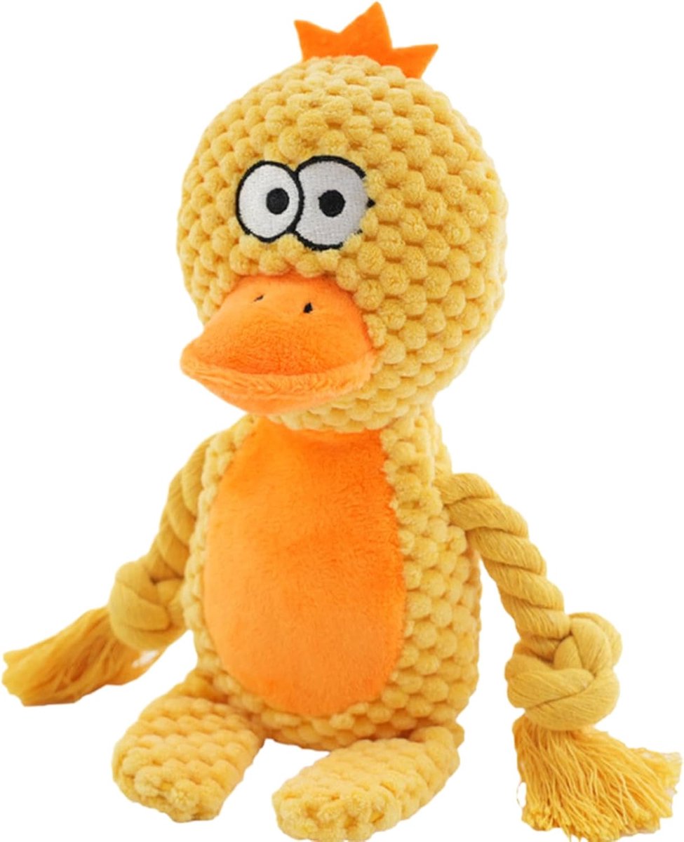 Honden Piep Speeltjes - Kauwspeelgoed Knuffel - Binnen Buiten Spelen - Duurzaam Zacht Materiaal - 24cm Lengte - Eend