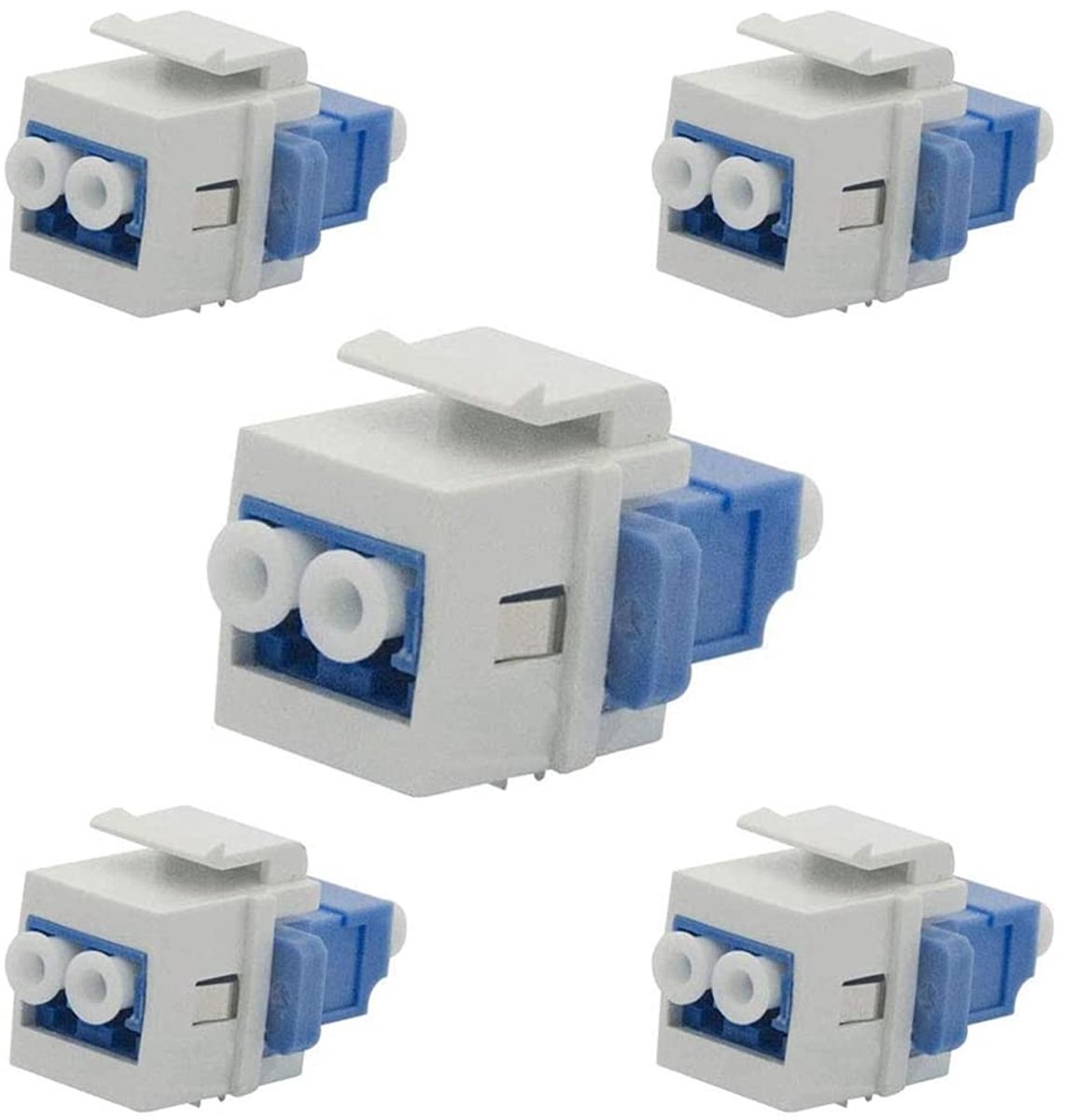 Glasvezel Adapter - LC Koppeling Duplex - Netwerk Verbinding - 10GB Snelheid - F/F Koppeling - Blauw Wit