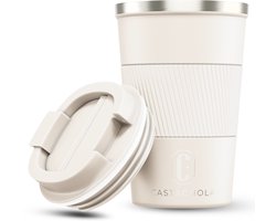 Castagnola Thermosbeker - Koffiebeker To Go - Travel Mug voor Koffie en Thee - Theebeker - 380 ML - RVS - Offwhite