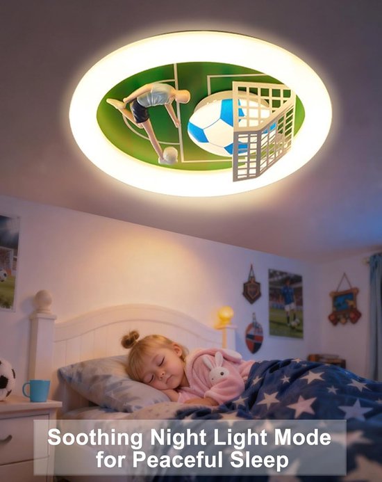 Kinder Plafondlamp - LED Lamp Kamer - Kinderkamer Verlichting - Voetbal Thema Design - 50 cm Diameter - Wit van kinder — afbeelding 5