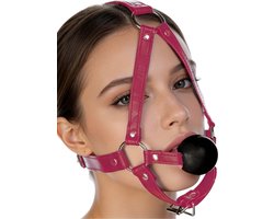 Gag Bal - Roze Harnas - Verstelbaar - PU Leer