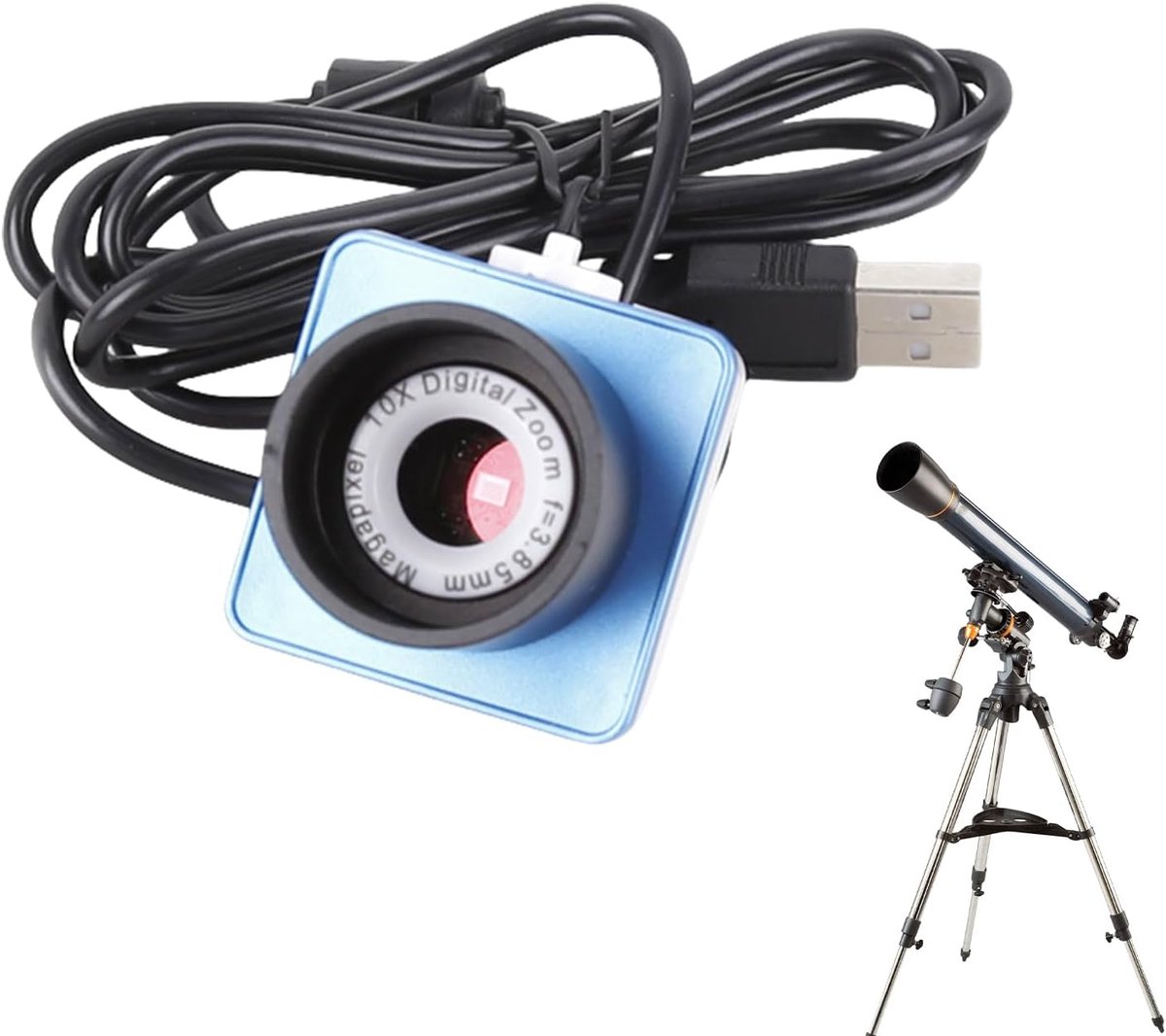 Digitale Oculair Camera - Telescoop Imager - Astrofotografie Natuur - Plug-and-Play Installatie - 1.25 Inch Interface - Wit Blauw Zwart