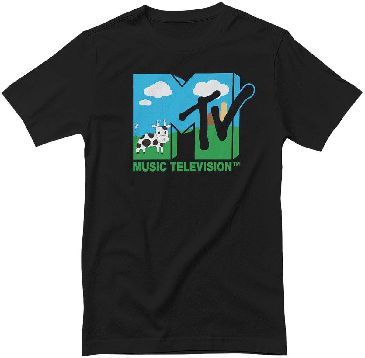 MTV Music Television Cow Logo T-Shirt 3XL Zwart