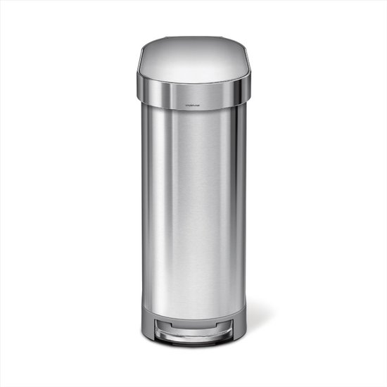 Simplehuman Slimline prullenbak - 45 Liter - Zilver RVS
