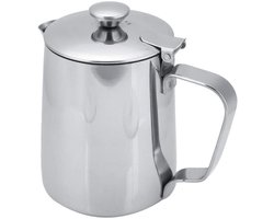 Koffiekop Melkopschuimer - Roestvrijstalen Kruik - Latte Kunst Maken - Druppelloze Tuit - 350ml - Rood