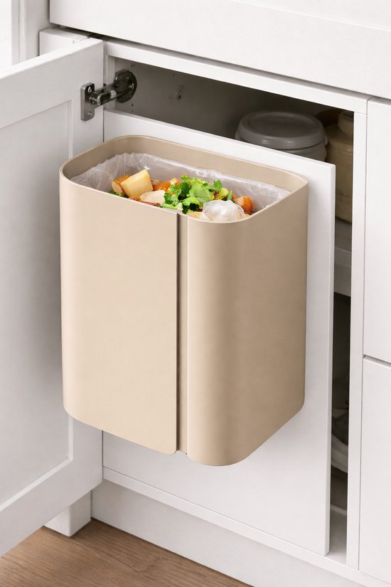 Japandi Ophangbare Prullenbak Beige 3L