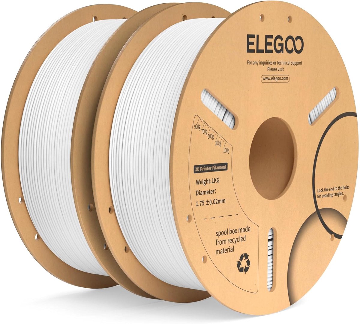 PLA+ Filament - 3D Printer Materiaal - Modelbouw Printen - Hoge Taaiheid Slagvast - 175 mm 2KG - Wit