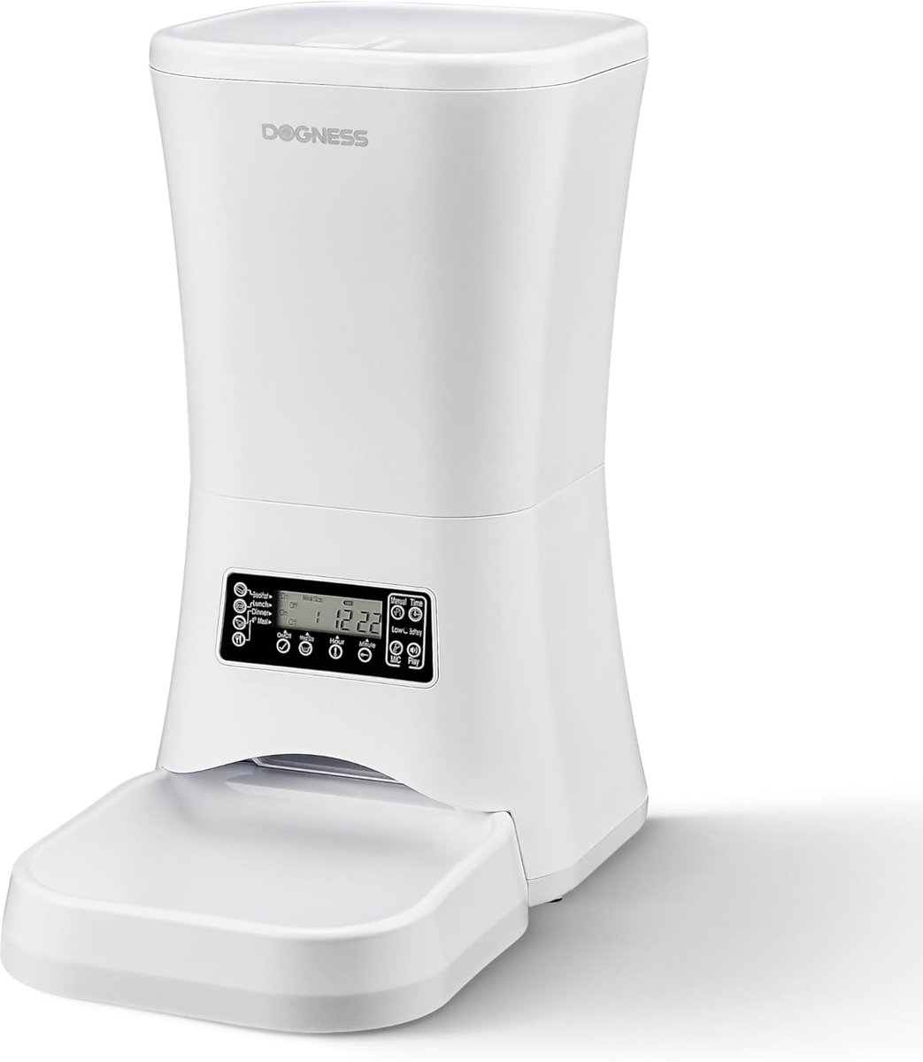 Automatische Voerdispenser - Hondenvoerautomaat Timer - Grote Honden Voeren - 9 Liter Capaciteit - 23x40x38 cm - Wit
