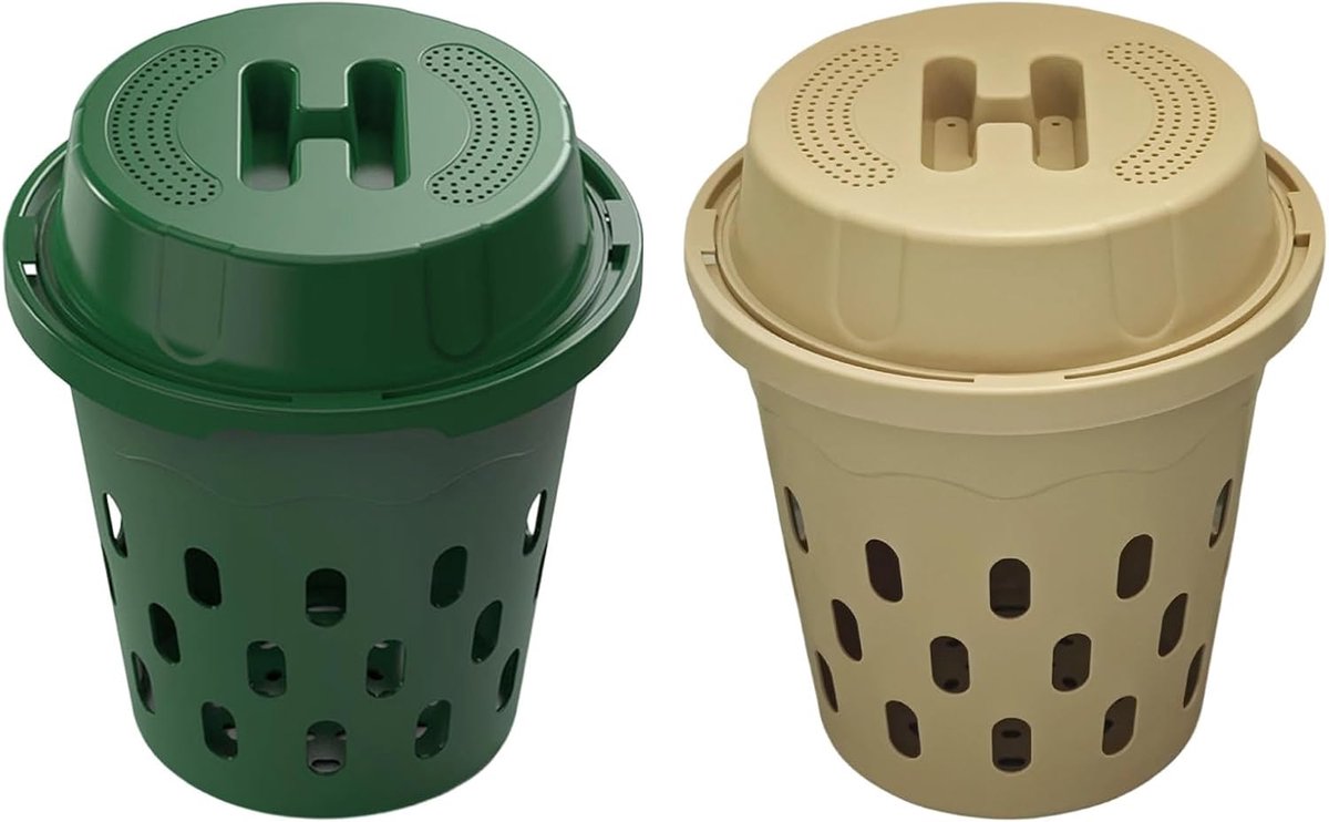Bodem Compostbak - Wormenbak Tuin - Afval Verwerken - Ingegraven Ontwerp - Ventilatie Gaten - Beige Groen
