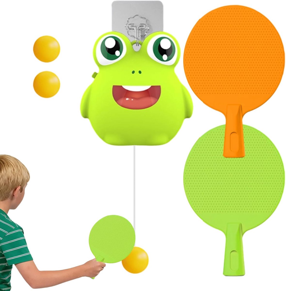 Tafeltennis Set - Draagbaar Sportaccessoire - Interactief Spel - Verstelbare Functies - 18 x 13 x 8 cm - Kikker