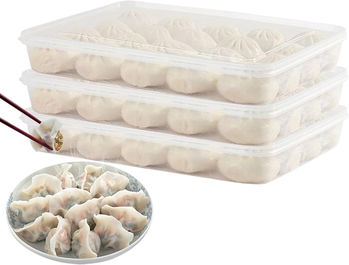 Eierhouder Set - Opslag Containers - Keuken Organiseren - Anti-Aanbak Deksel - 3 Stuks