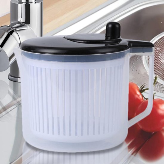 Slacentrifuge Groentecentrifuge - Fruit Dehydrator - Verse Salade Bereiding - Efficiënte Vochtverwijdering - 22 x 17 x 18.5 cm - Zwart — afbeelding 4
