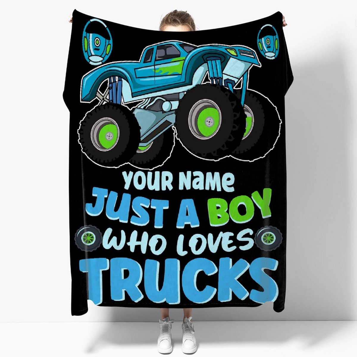 Babydeken Vrachtwagen Thema - Aanpasbare Deken - Babykamer Decoratie - Zacht Flanel Materiaal - 30"x40" - Met Vrachtwagen Print