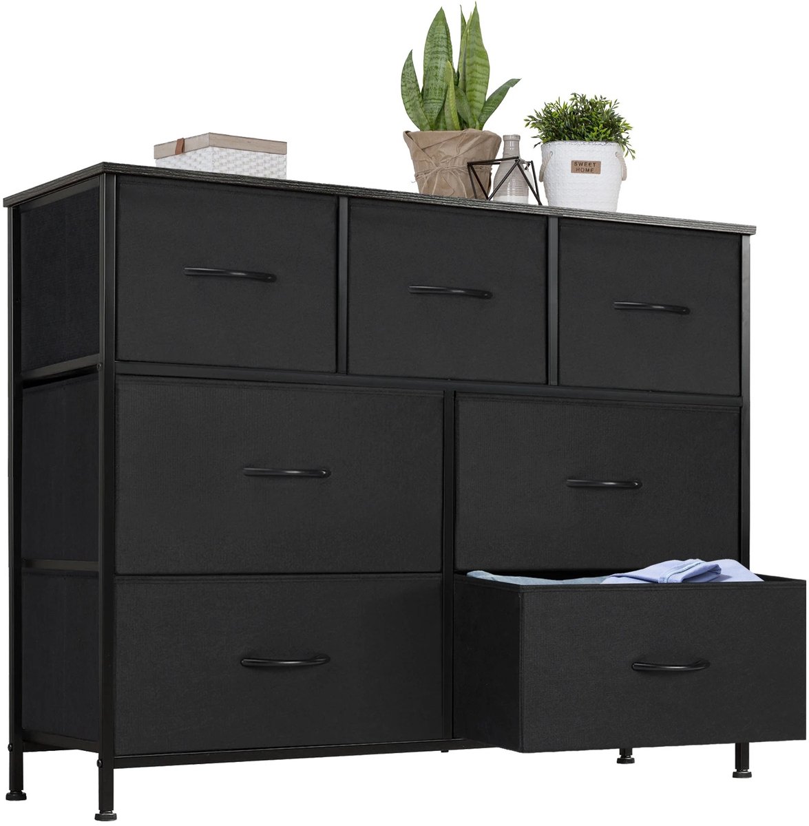 Archi dressoir - Kledingkast - Commode kasten - 7 Stoffen Laden – Ladekast – Metalen frame - Houten bovenblad - 100 x 77 x 30 cm