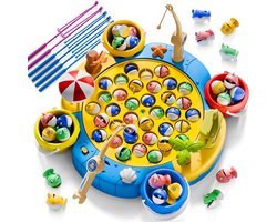Kraftverdia® Magnetische Hengelset 53-delig Vis Speelgoed Educatief Bordspel voor Kinderen 3-8 Jaar 360° Draaiend Visvijver Speelgoed - Geschikt voor Jongens en Meisjes - Verjaardagscadeau, Kerstcadeau, Kinderspeelgoed, Binnenactiviteit, Familie Spel